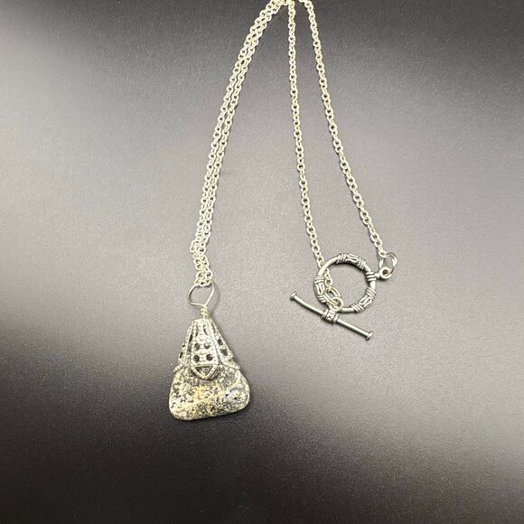 Silver and Gray Granite Pendant, 18”, NEW - Picture 2 of 5